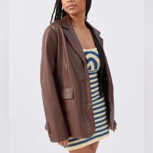 Urban Outfitters Vegan Leather Oversized Blazer Brown Large Business Casual